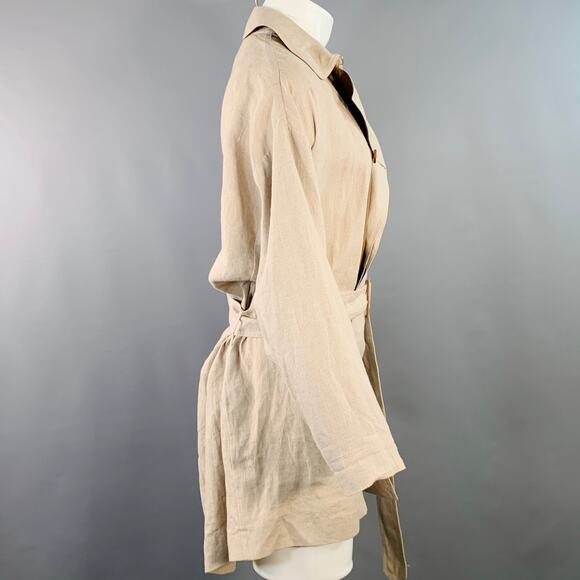 DIOR HOMME SS12 Size 34 Beige Linen Hidden Buttons Trenchcoat - Picture 3 of 10
